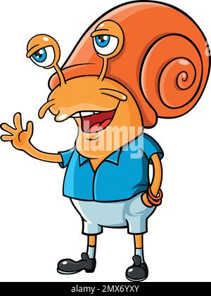 Divertente disegno di carattere del cartoon della lumaca Illustrazione Vettoriale