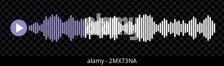 Icona della forma d'onda sonora o dei messaggi vocali. Forma d'onda musicale, riproduzione radio. Linea equalizzatore audio. Illustrazione vettoriale Illustrazione Vettoriale