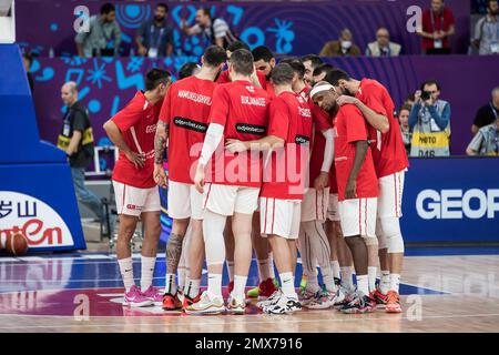 Tbilisi, Georgia, 6 settembre 2022. I giocatori della Georgia pronti per la partita durante la FIBA EuroBasket 2022, Group A match tra Georgia e Bulgaria alla Tbilisi Arena di Belgrado, Serbia. Settembre 6, 2023. Credito: Nikola Krstic/Alamy Foto Stock