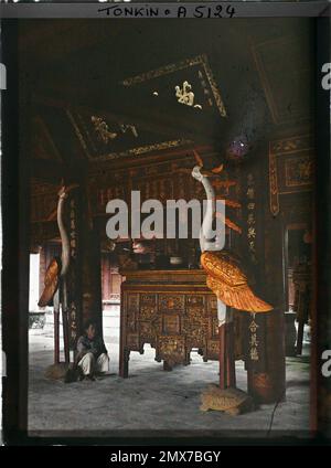 Hà-Nôi, Tonkin, Indocina le Van-Mieu, tempio confuciano della 'cultura letteraria', nel quartiere della Cittadella (Sinh-Tu) strada), Léon occupato in Indocina Foto Stock