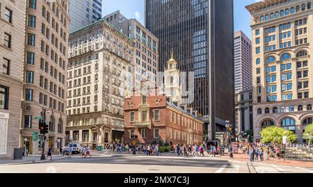 La Old State House, Boston, Massachusetts, STATI UNITI D'AMERICA Foto Stock