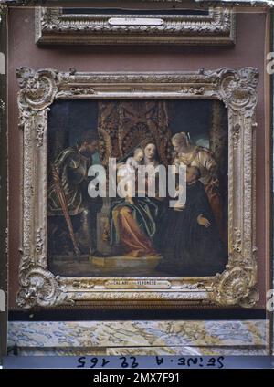 Parigi (1st arr.), Francia la Vergine col Bambino tra Sainte Justine e Saint Georges, con un benedettino in ginocchio, Véronèse, Museo del Louvre , Foto Stock