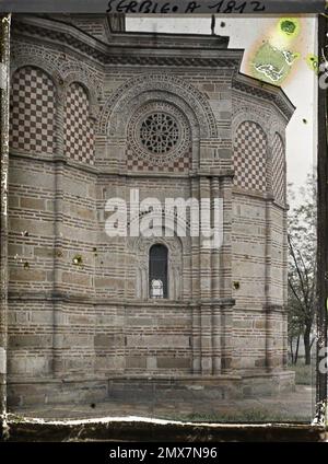 KRUŠEVAC, Serbia una delle finestre della chiesa di Lazarica , 1913 - Balcani - Jean Brunhes e Auguste Léon - (aprile 23 - giugno 9) Foto Stock
