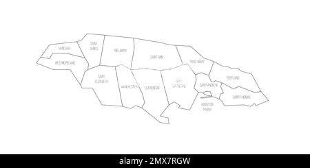 Giamaica carta politica delle divisioni amministrative Illustrazione Vettoriale