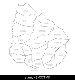 Uruguay carta politica delle divisioni amministrative Illustrazione Vettoriale