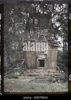 Angkor, Cambogia, Indochina Una torre del Prasat Suor Prat , Léon occupato in Indochina Foto Stock