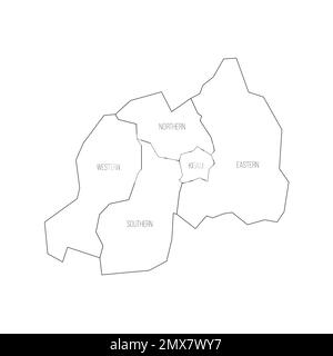 Rwanda mappa politica delle divisioni amministrative Illustrazione Vettoriale