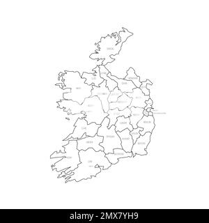 Irlanda carta politica delle divisioni amministrative Illustrazione Vettoriale