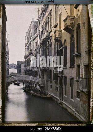 Venezia, Italia Rio della Canonica e il ponte del sospiro , 1912 - Balcani, Italia - Jean Brunhes e Auguste Léon - (13 ottobre - 27 ottobre) Foto Stock