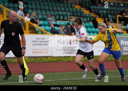 Fa Wales, ufficiali di calcio in azione alla partita delle leghe di Adran Foto Stock