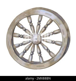 illustrazione di una ruota di legno da un carrello. Illustrazione di alta qualità Foto Stock