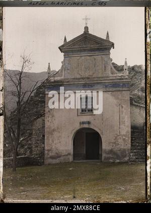 Reel, Alpes-Maritimes, Francia la Chapelle Notre-Dame de la Menour, ingresso al villaggio , 1912 - Alpes-Maritimes, Cap Martin - Auguste Léon - (Mars) Foto Stock