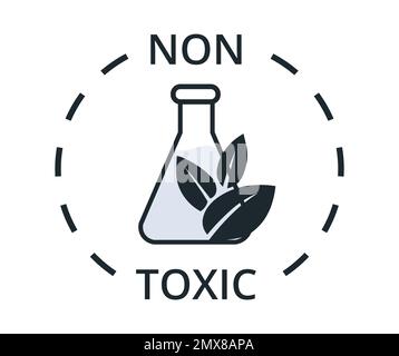 Monocromatico isolato simbolo atossico. Concetto di regolamentazione ed ecologia. Illustrazione Vettoriale