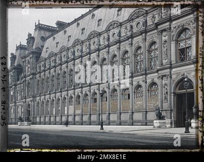 Paris (4th arr.), France facade de l' Hôtel de Ville rue de Lobau , Foto Stock