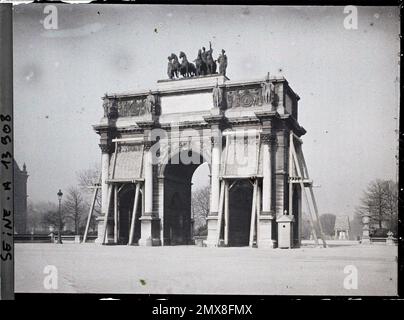 Parigi (1st arr.), Francia l'Arco di Trionfo del Carrousel protetto dai bombardamenti , Foto Stock