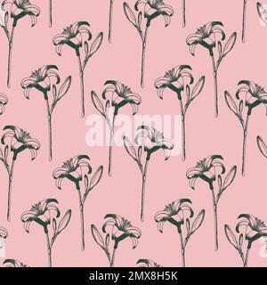 Pattern senza giunture vettoriale Daylily Illustrazione Vettoriale