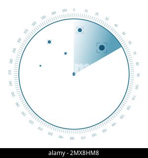 Sfondo dello schermo del radar. Illustrazione del sonar vettoriale. Sistema di scansione militare. Illustrazione Vettoriale
