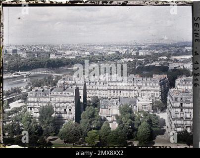 Parigi (7th arr.), France Panorama preso dalla Torre Eiffel sul Quai Branly , Foto Stock