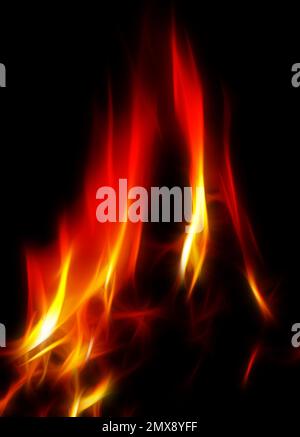 astratto fuoco luminoso e caldo su nero Foto Stock