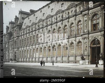 Paris (4th arr.), France facade de l' Hôtel de Ville rue de Lobau , Foto Stock