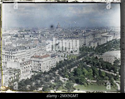 Parigi (7th arr.), France Panorama preso dalla Torre Eiffel verso gli Invalides , Foto Stock