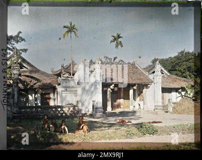 Thanh-Tri, Tonkin, Indochina il tempio buddista, conosciuto come 'pagoda della risata, Léon occupato in Indochina Foto Stock