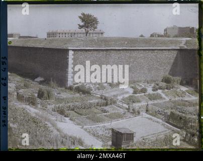 Parigi (17th arr.), Francia Les Jardins operai nei fossi delle fortificazioni alla Porte de Saint-Ouen , Foto Stock