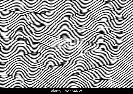 Motivo senza cuciture con linee ondulate disegnate a mano, formato vettoriale EPS modificabile Illustrazione Vettoriale