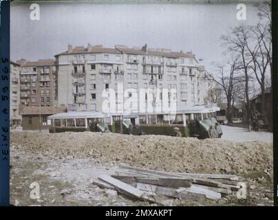 Parigi (14th arr.), Francia costruzione di un edificio sul luogo delle vecchie fortificazioni, Place de la Porte de Vanves , Foto Stock