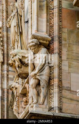 Cattedrale di Milano in marmo bianco, Lombardia, Italia, Milano, Lombardia, Italia Foto Stock