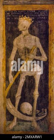 Rappresentazione della morte, Oratorio completamente affrescato di Santa Maria in Solario, edificio romanico, Santa Giulia, Museo Civico, Brescia, Lombardia, Italia Foto Stock