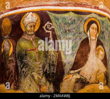 Affresco colonna, Basilica di Sant'Anastasia, 1290, gotico italiano, Verona con centro storico medievale, gotico italiano, 1290, Veneto, Italia, Verona Foto Stock