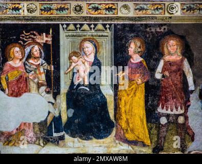 Affresco, Basilica di Sant'Anastasia, ca. 1290, gotico italiano, Verona con centro storico medievale, gotico italiano, ca. 1290, Veneto, Italia, Verona Foto Stock