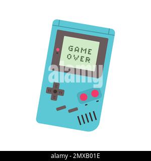 Console di gioco portatile retro. 90s console per videogiochi portatile isolata Illustrazione Vettoriale
