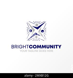 Persone felici o gilda in cerchio immagine grafica icona logo design astratto concetto vettore stock. utilizzato come simbolo relativo alla comunità o al gruppo Illustrazione Vettoriale
