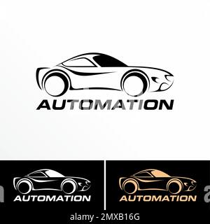 Linea arte sport auto immagine grafica icona logo design astratto concetto vettoriale stock. Può essere utilizzato come simbolo relativo all'officina o al trasporto. Illustrazione Vettoriale