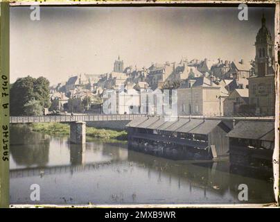 Le Mans, Francia la vista della città e Sarthe , 1915 - Sarthe, Ille -et -Vilaine, Loiret - Auguste Léon - (20 settembre - 2 ottobre) Foto Stock