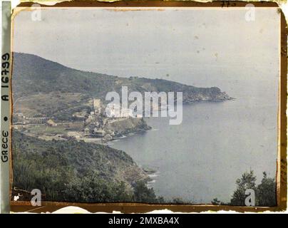 Il monastero di Pantocrator, Grecia , 1918 - Grecia - Fernand Cuville - (settembre) Foto Stock