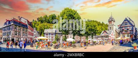 Città vecchia di Monschau, Germania Foto Stock