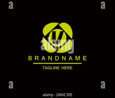 Logo dell'obiettivo della fotocamera con modello iniziale ispirato al design V. Illustrazione Vettoriale