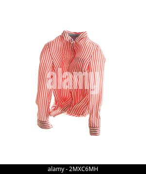 Camicia a righe isolata su bianco. Abiti eleganti Foto Stock