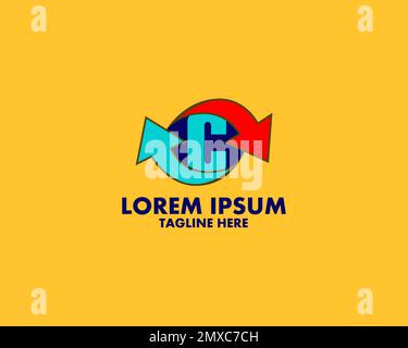 Freccia cerchio lettera iniziale C logo design monogramma Illustrazione Vettoriale