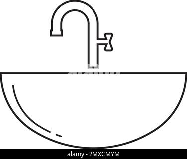 Disegno del logo dell'illustrazione vettoriale dell'icona del sink. Illustrazione Vettoriale