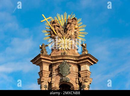 Colonna della peste, Piazza della Trinità, Banska Stiavnica, Slovacchia Foto Stock