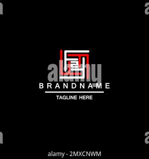 Modello con logo lettera S labirinto con rosso e bianco Illustrazione Vettoriale