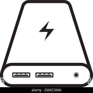 Disegno del logo dell'illustrazione vettoriale dell'icona del power bank. Illustrazione Vettoriale