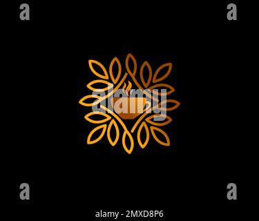 Coffeine Logo Design, Coffee Beans business logos vettore, logo moderno, Logo design Vector Illustration Template Illustrazione Vettoriale