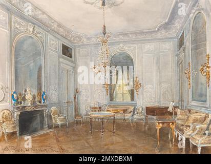 La sala da pranzo al Petit Trianon, Versailles. Museo: COLLEZIONE PRIVATA. Autore: FRANZ ALT. Foto Stock