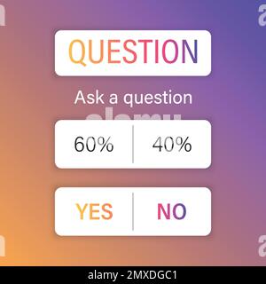 Icona Stories Stickers in stile piatto. Illustrazione del vettore della domanda di sondaggio sui social media su sfondo isolato. Fai una domanda segno business concetto. Illustrazione Vettoriale