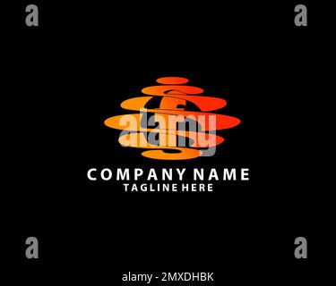 Lettera iniziale F con logo Moon. Cerchio di forma bianca. Utilizzabile per i logo aziendali e di branding Illustrazione Vettoriale